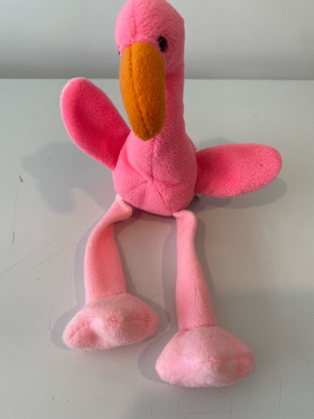 Vintage 1995 Retired Ty Beanie Baby “ Pinky “ the Flamingo Plush no hang tag